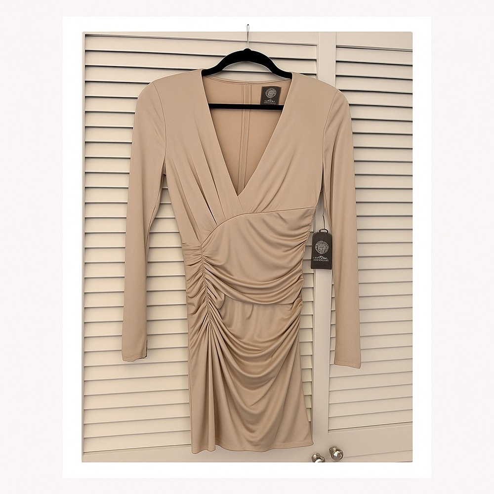Vince Camuto Beige Long Sleeve Dress